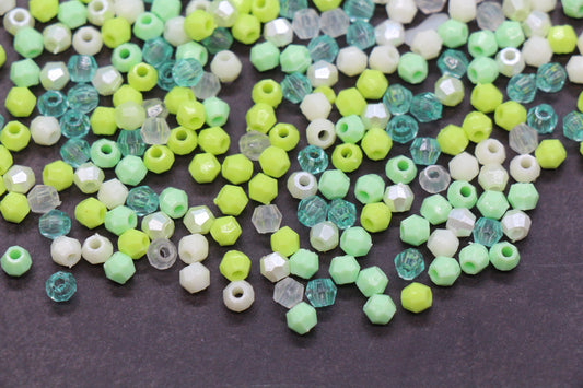 4mm Fresh Mint Citrus Mix Faceted Beads, Acrylic Plastic Beads for Jewelry Making #3419