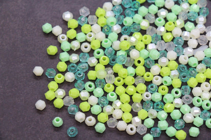 4mm Fresh Mint Citrus Mix Faceted Beads, Acrylic Plastic Beads for Jewelry Making #3419