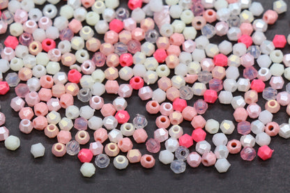 4mm Blush Candy Mix Faceted Beads, Acrylic Plastic Beads for Jewelry Making #3417