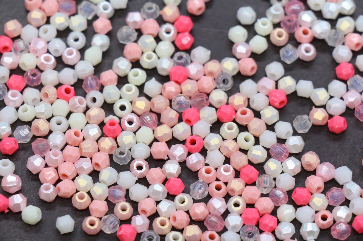 4mm Blush Candy Mix Faceted Beads, Acrylic Plastic Beads for Jewelry Making #3417