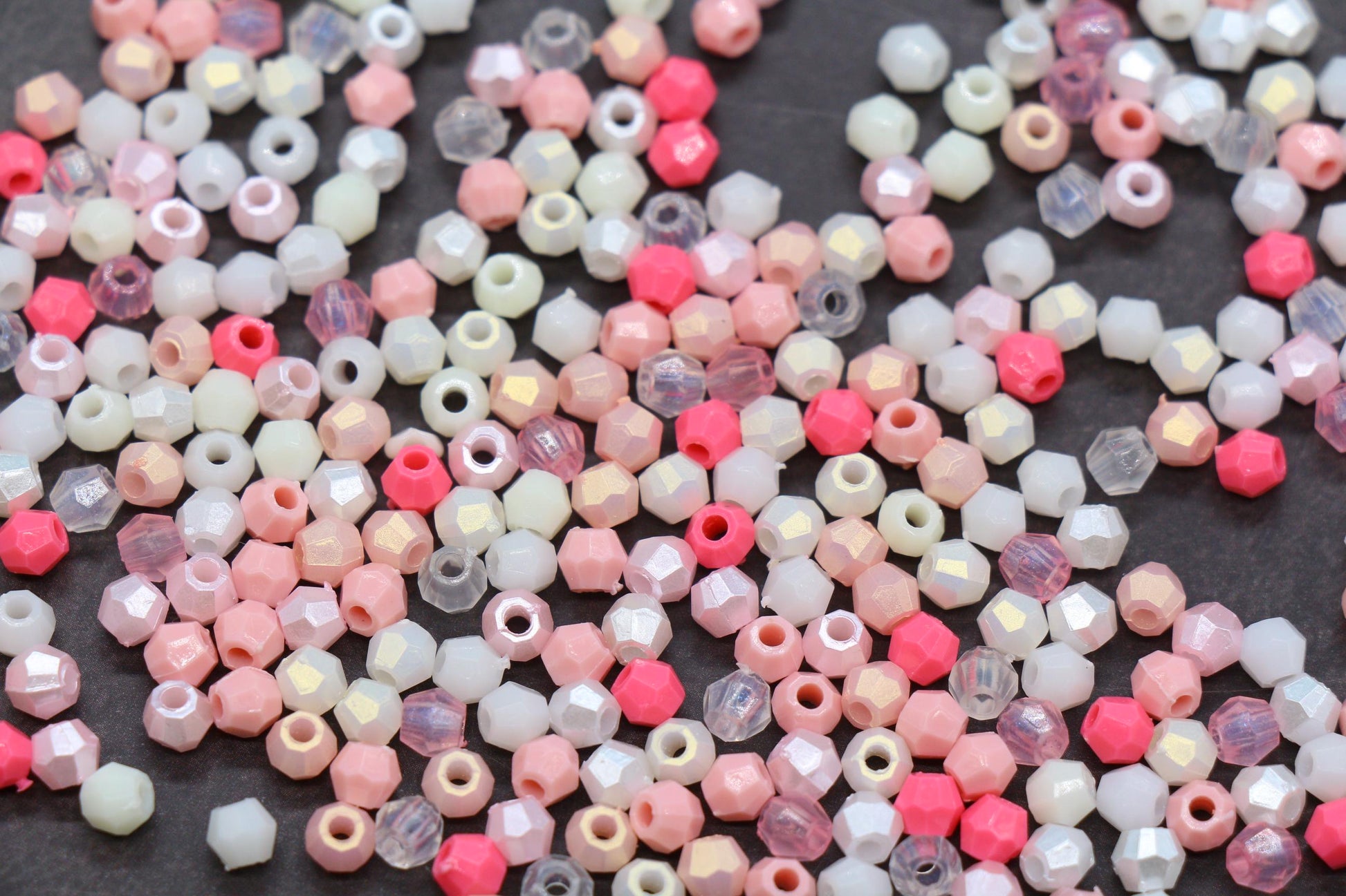 4mm Blush Candy Mix Faceted Beads, Acrylic Plastic Beads for Jewelry Making #3417