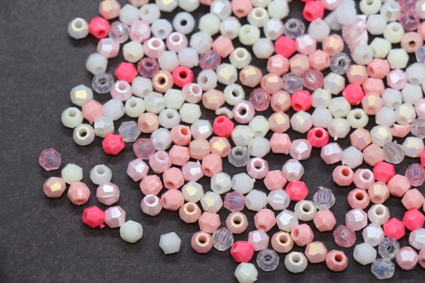 4mm Blush Candy Mix Faceted Beads, Acrylic Plastic Beads for Jewelry Making #3417