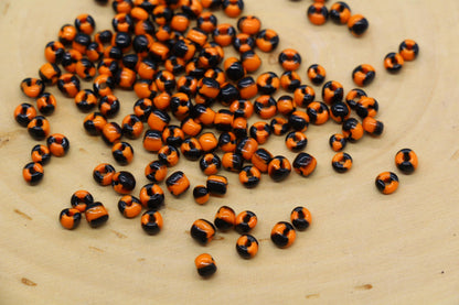 4mm Orange & Black Stripe Glass Beads, Glass Spacer Beads for Jewelry Making #3730
