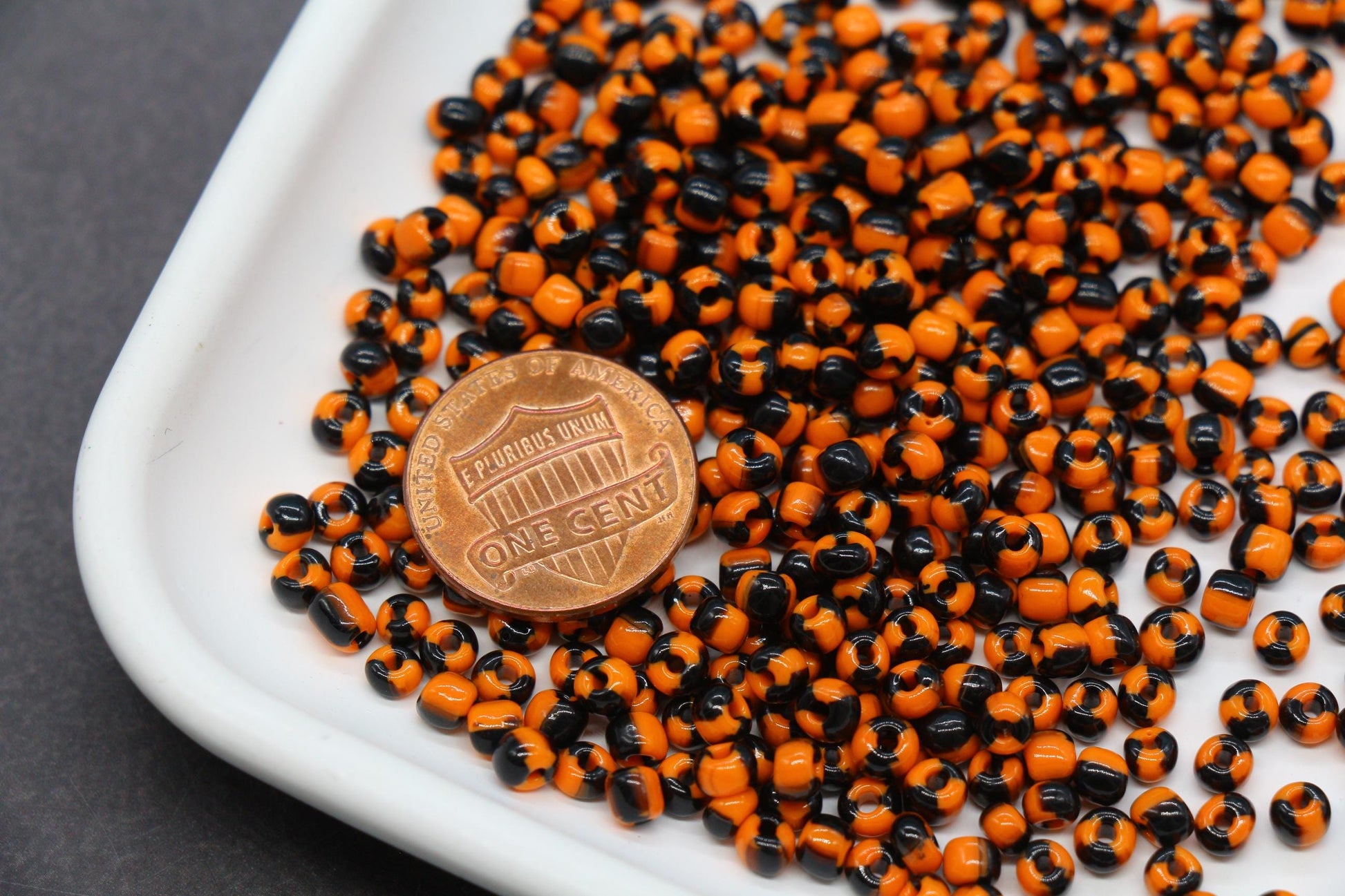 4mm Orange & Black Stripe Glass Beads, Glass Spacer Beads for Jewelry Making #3730