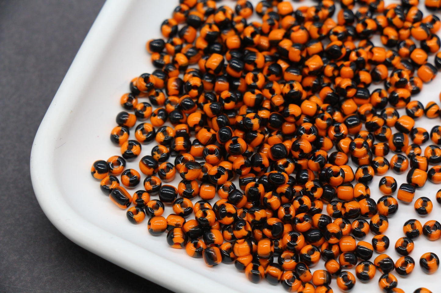 4mm Orange & Black Stripe Glass Beads, Glass Spacer Beads for Jewelry Making #3730