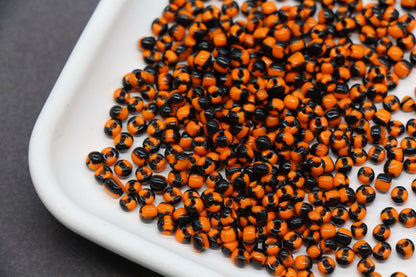 4mm Orange & Black Stripe Glass Beads, Glass Spacer Beads for Jewelry Making #3730