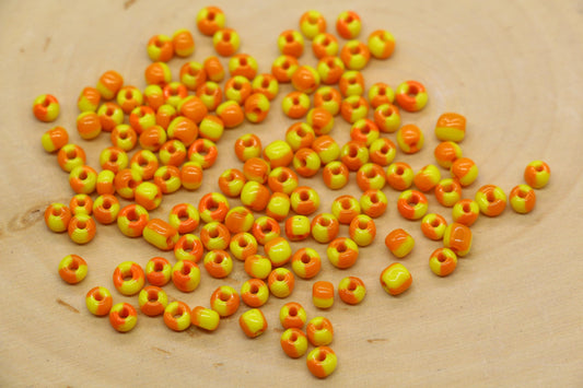 4mm Yellow & Orange Stripe Glass Beads, Glass Spacer Beads for Jewelry Making #3731