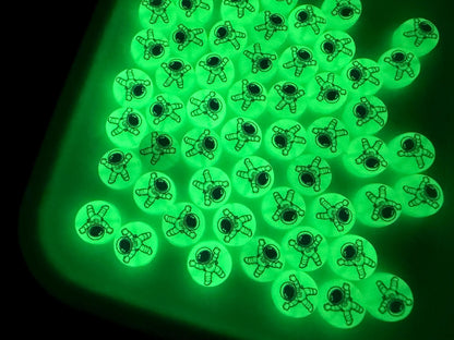Glow in the Dark Astronaut Beads, Space Theme Round Beads #2374
