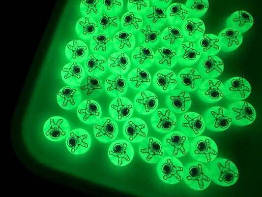 Glow in the Dark Astronaut Beads, Space Theme Round Beads #2374
