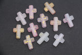Matte Cross Beads with Gold Specks, Lilac Pink Ombre Frosted Acrylic Cross Beads #3757