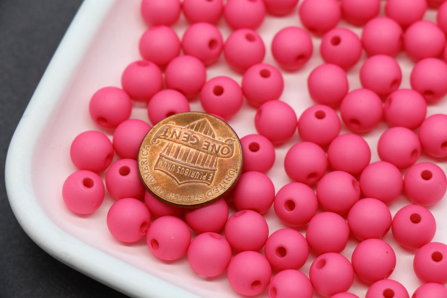 8mm Matte Pink Beads, Round Bubblegum Pink Spacer Beads for Jewelry Making #604