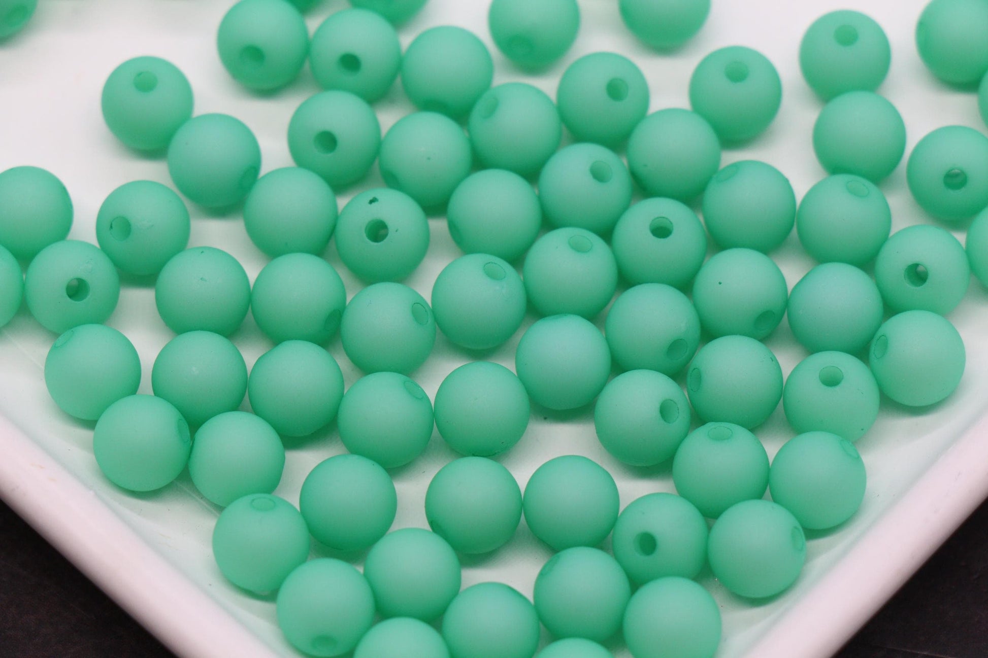 8mm Matte Mint Green Beads, Round Bubblegum Spacer Beads for Jewelry Making #606