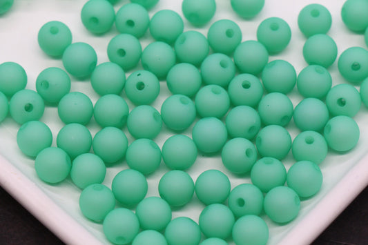 8mm Matte Mint Green Beads, Round Bubblegum Spacer Beads for Jewelry Making #606
