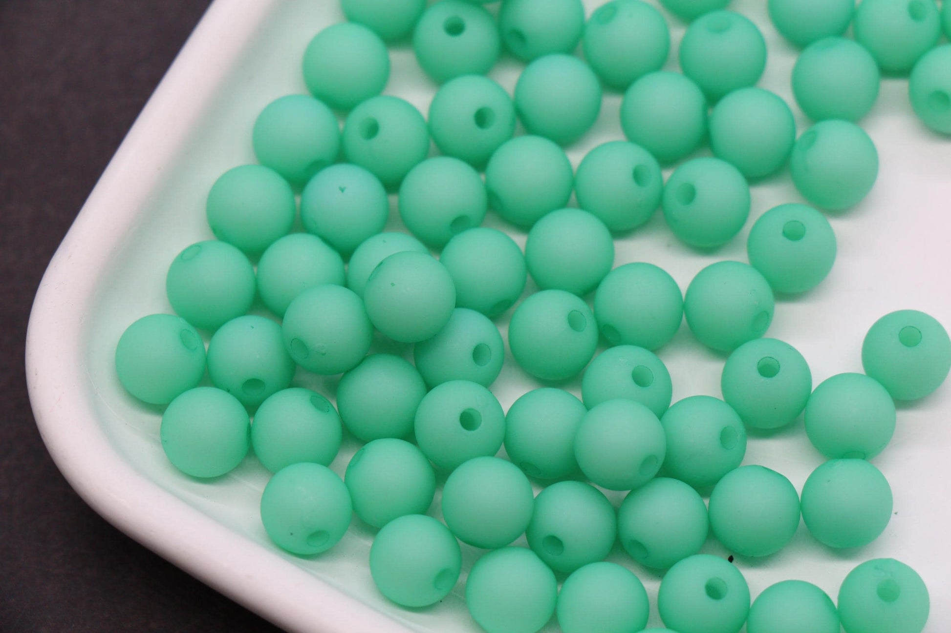 8mm Matte Mint Green Beads, Round Bubblegum Spacer Beads for Jewelry Making #606