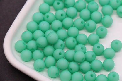 8mm Matte Mint Green Beads, Round Bubblegum Spacer Beads for Jewelry Making #606