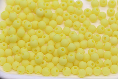 6mm Matte Pastel Yellow Beads, Soft Pastel Yellow Spacer Beads for Jewelry Making #608