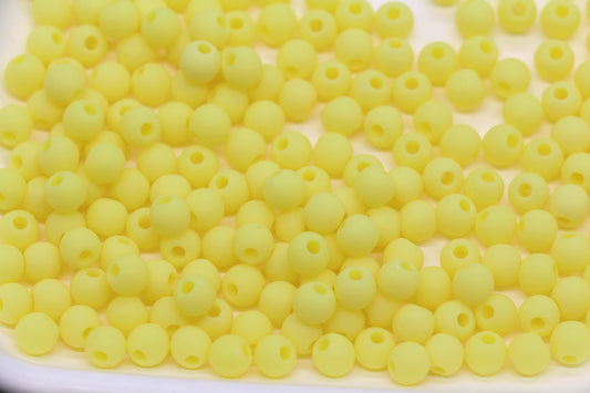 6mm Matte Pastel Yellow Beads, Soft Pastel Yellow Spacer Beads for Jewelry Making #608