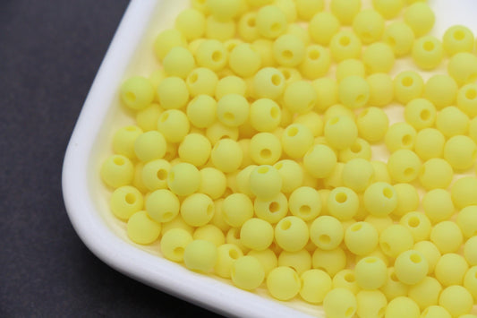 6mm Matte Pastel Yellow Beads, Soft Pastel Yellow Spacer Beads for Jewelry Making #608