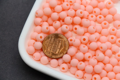 6mm Matte Peach Beads, Peach Spacer Beads for Jewelry Making #609