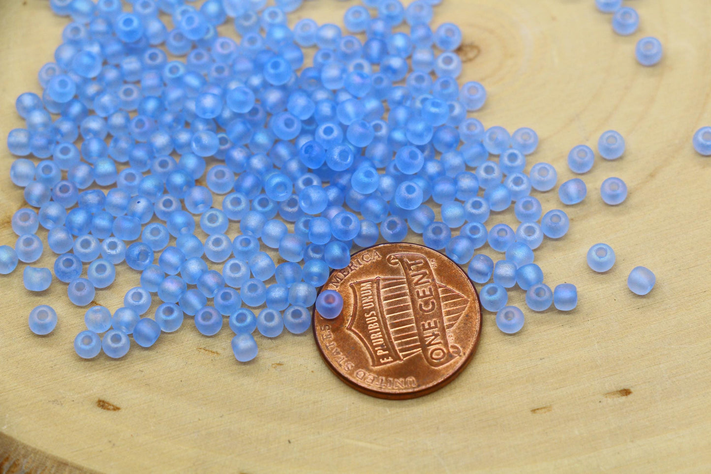 3mm Matte Iridescent Blue Glass Beads, Frosted AB Round Beads #610