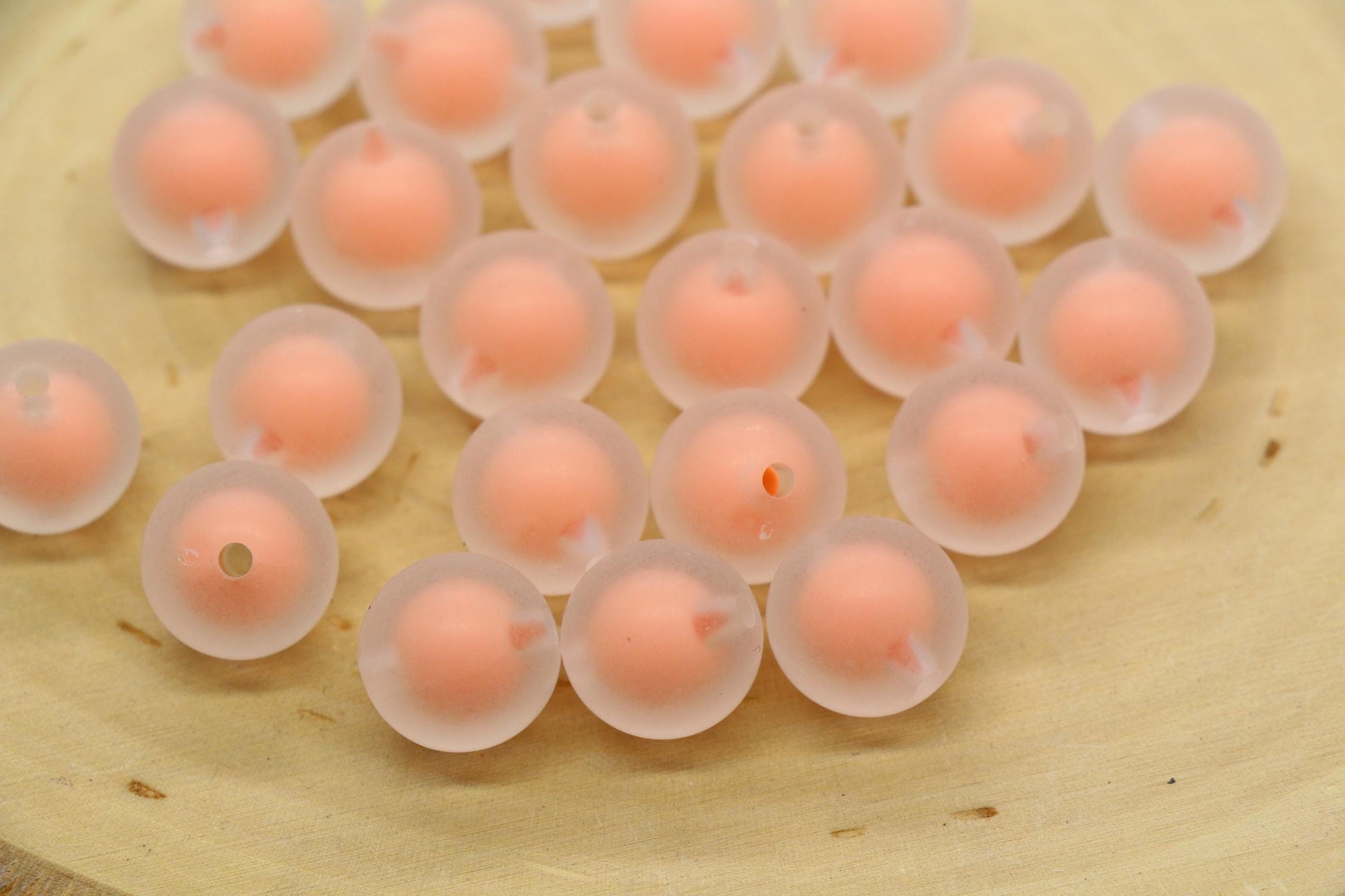 13mm Matte Peach Gumball Beads, Chunky Matte Beads for Jewelry Making