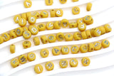 7mm Yellow Silver Letter Beads for Bracelets