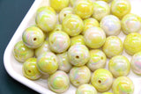 16mm Iridescent Yellow Gumball Beads, Marbled Round Acrylic Beads