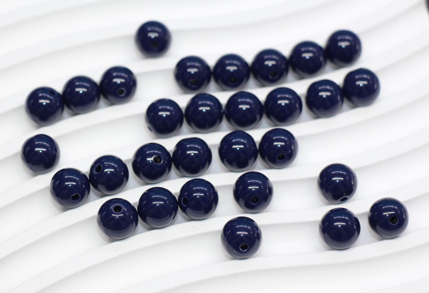 10mm Navy Round Beads, Plastic Gumball Beads for Bracelets & DIY Jewelry
