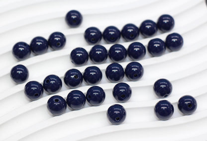 10mm Navy Round Beads, Plastic Gumball Beads for Bracelets & DIY Jewelry