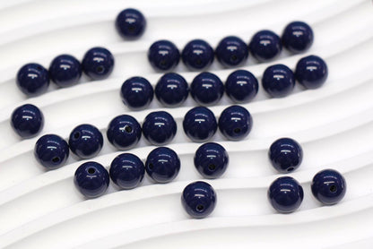 10mm Navy Round Beads, Plastic Gumball Beads for Bracelets & DIY Jewelry