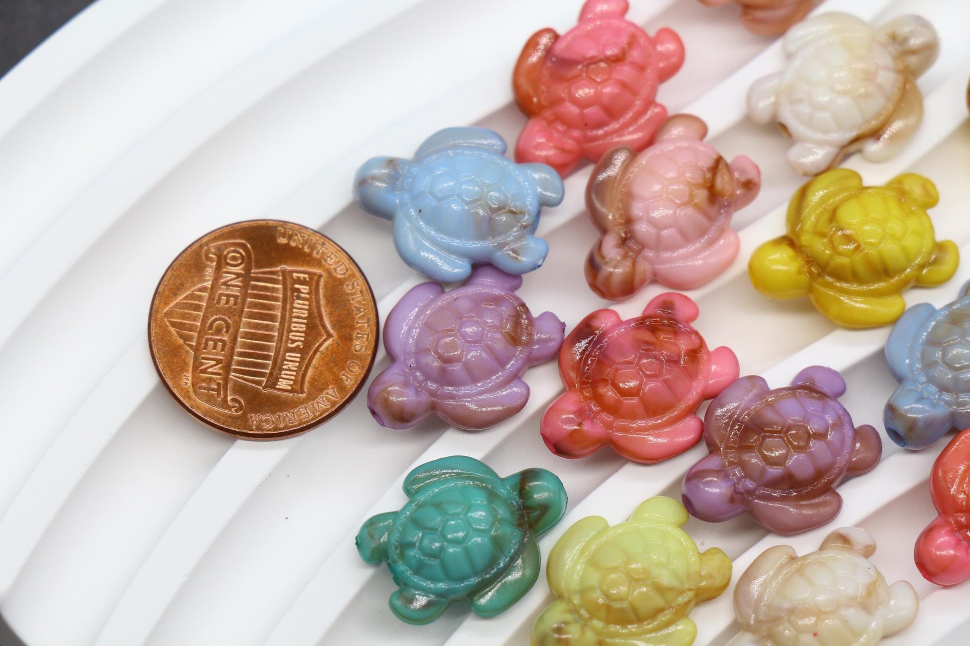 14mm Sea Turtle Beads, Pastel Ocean Animal Beads, Jewelry Making #3919
