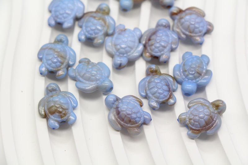14mm Blue Sea Turtle Beads, Ocean Animal Beads for Jewelry Making #3918
