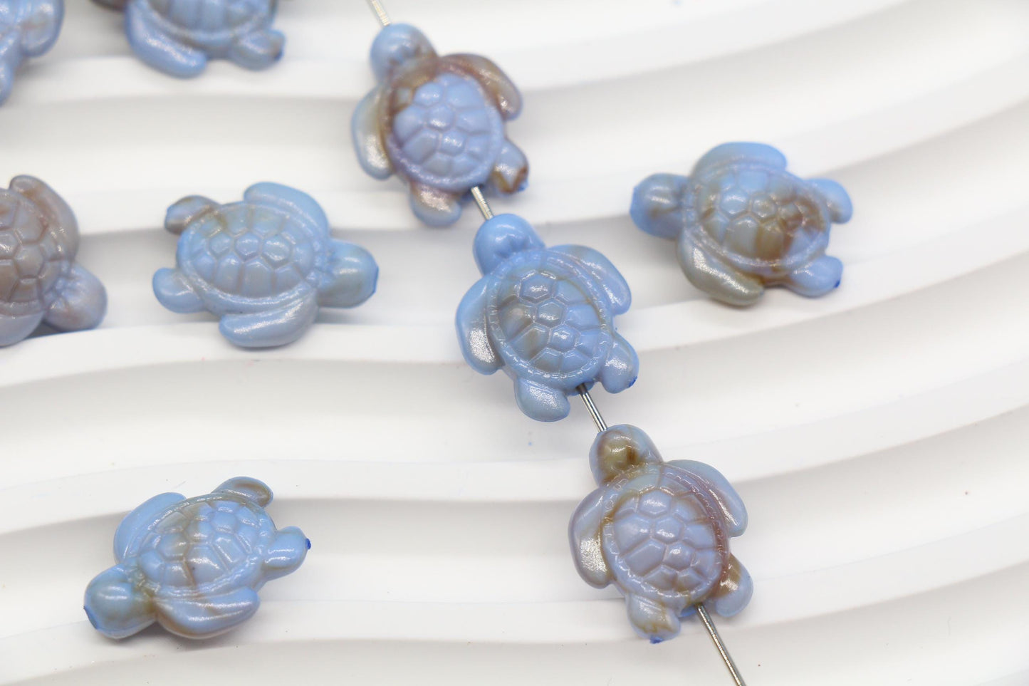 14mm Blue Sea Turtle Beads, Ocean Animal Beads for Jewelry Making #3918