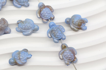 14mm Blue Sea Turtle Beads, Ocean Animal Beads for Jewelry Making #3918