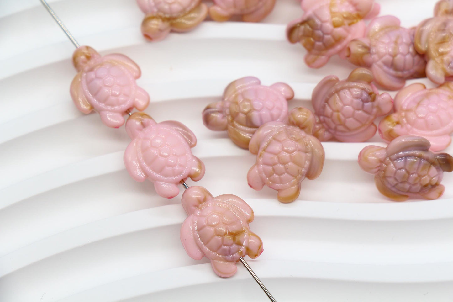 14mm Blush Pink Sea Turtle Beads, Ocean Animal Beads for Jewelry Making #3915
