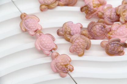 14mm Blush Pink Sea Turtle Beads, Ocean Animal Beads for Jewelry Making #3915