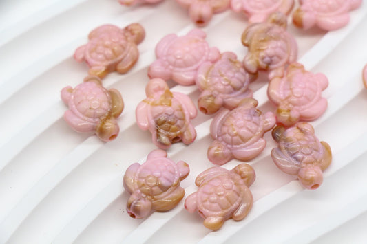 14mm Blush Pink Sea Turtle Beads, Ocean Animal Beads for Jewelry Making #3915