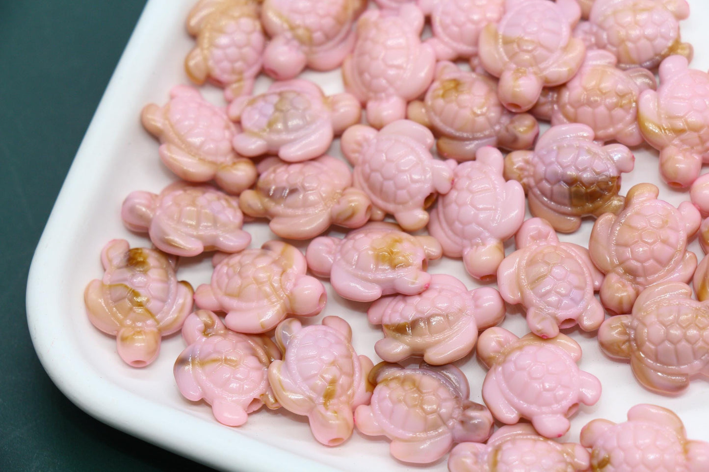 14mm Blush Pink Sea Turtle Beads, Ocean Animal Beads for Jewelry Making #3915
