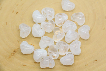 12mm Milky White Heart Beads, Jewelry Making Supplies #3909