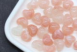 12mm Soft Blush Marble Heart Beads, Jewelry Making Supplies #3905