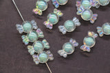16mm Iridescent Candy Beads, Mint Aurora AB Plastic Beads #3925