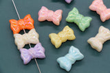 Iridescent Large Bow Beads, Aurora AB Plastic Bow Beads #3531