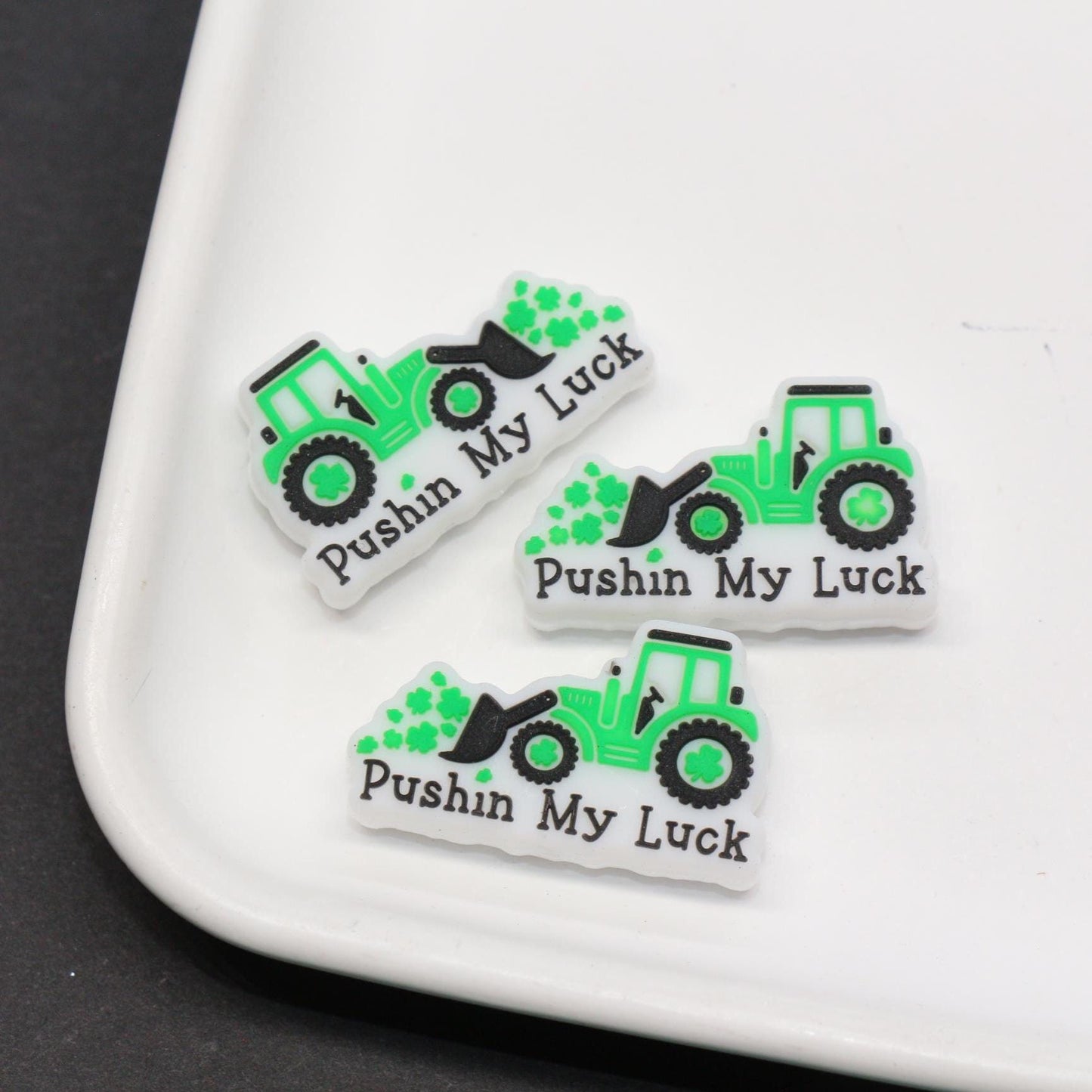 St. Patrick's Day Tractor Silicone Beads #1028