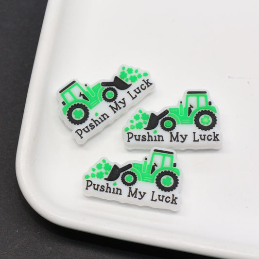 St. Patrick's Day Tractor Silicone Beads #1028