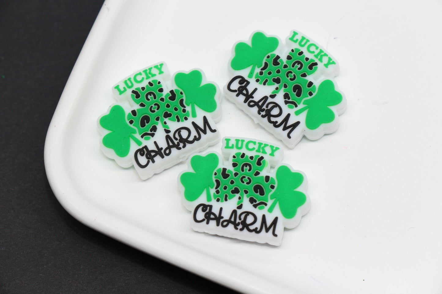 St. Patrick's Day Shamrock Silicone Beads #1029