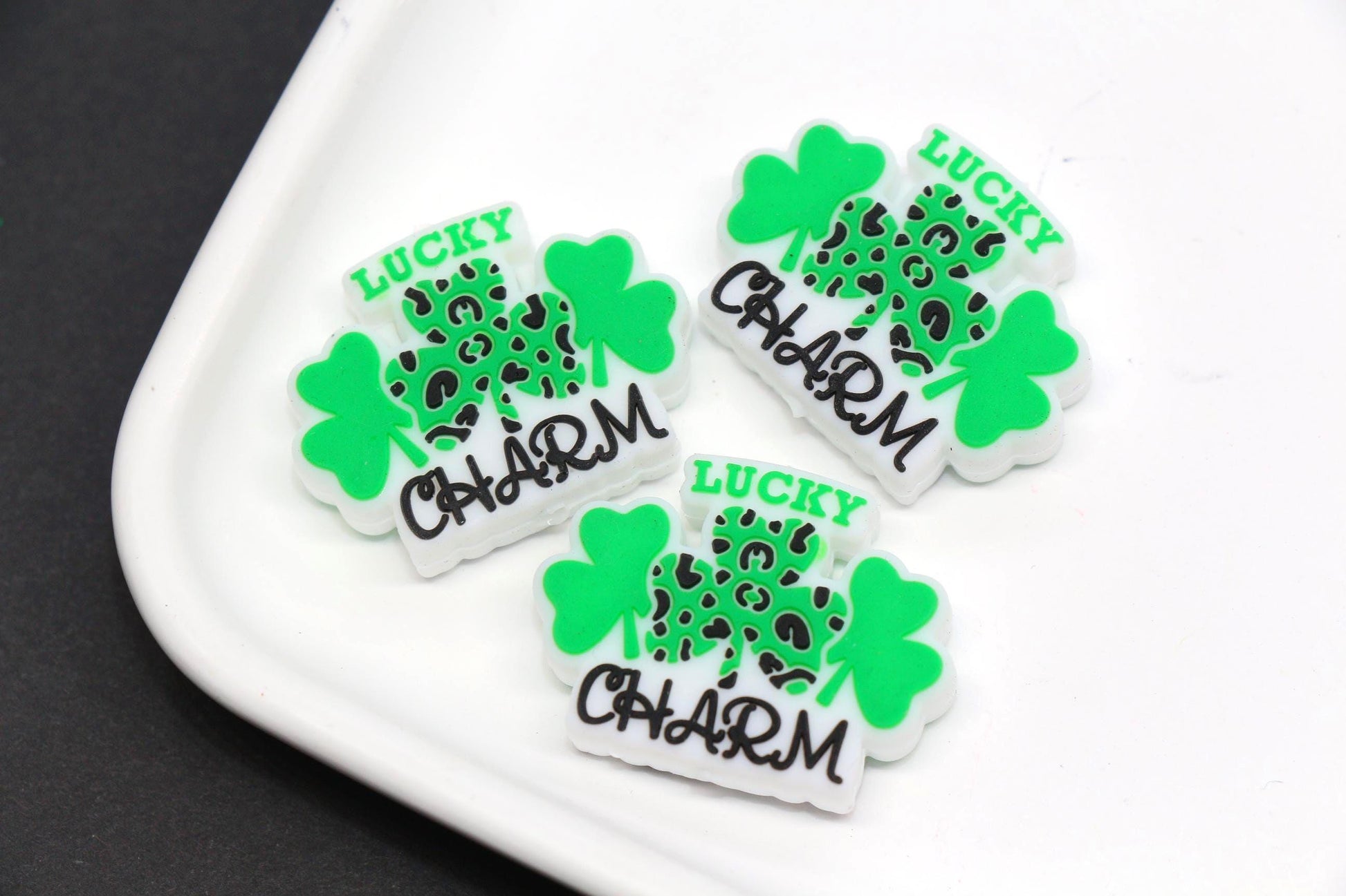 St. Patrick's Day Shamrock Silicone Beads #1029
