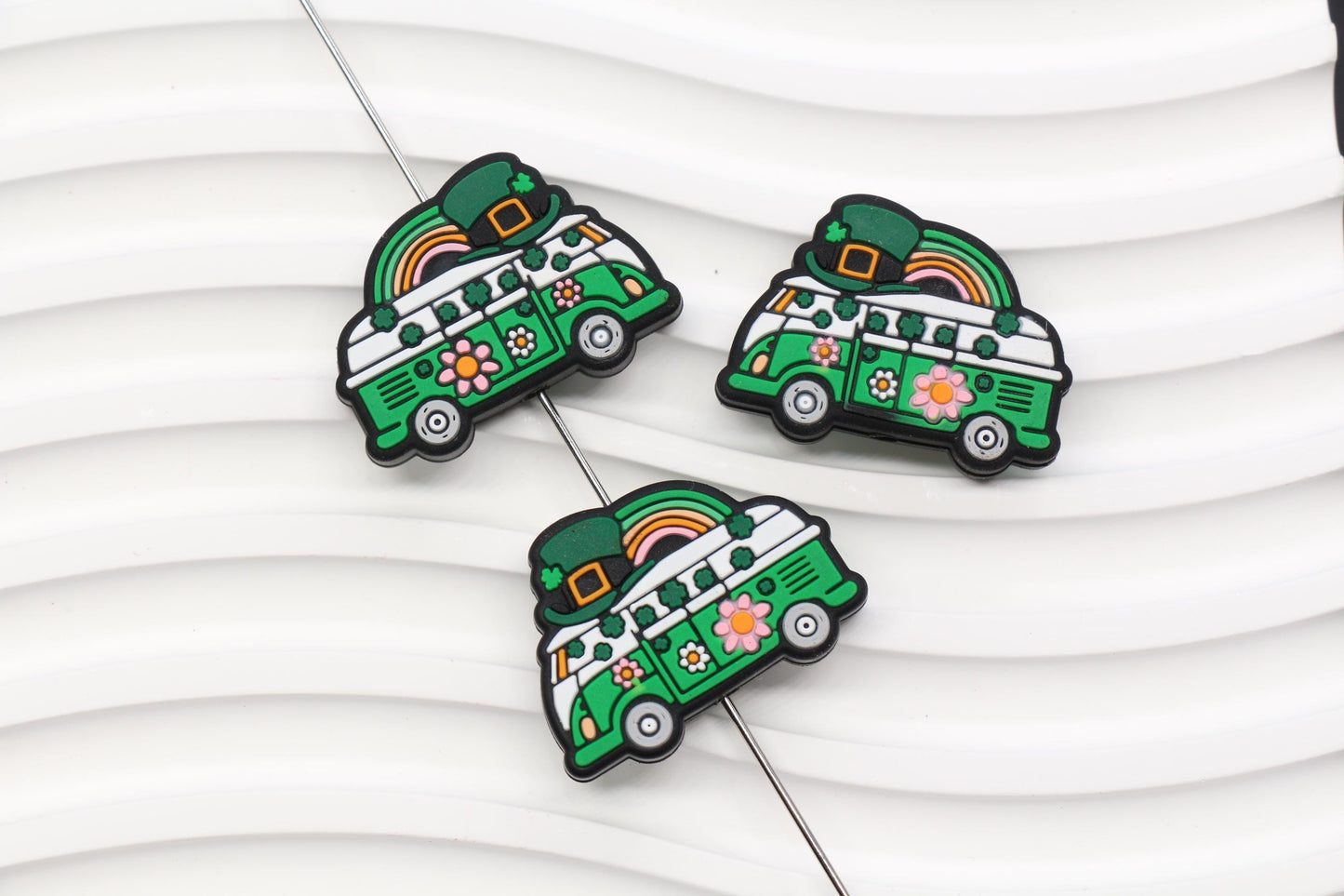 St. Patrick's Day Leprechaun Van Silicone Beads #1030