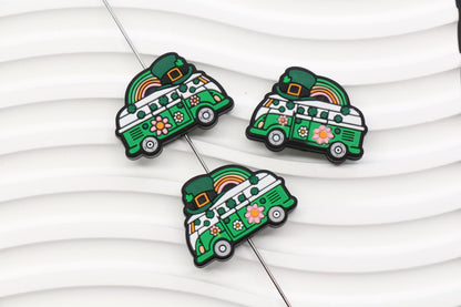 St. Patrick's Day Leprechaun Van Silicone Beads #1030