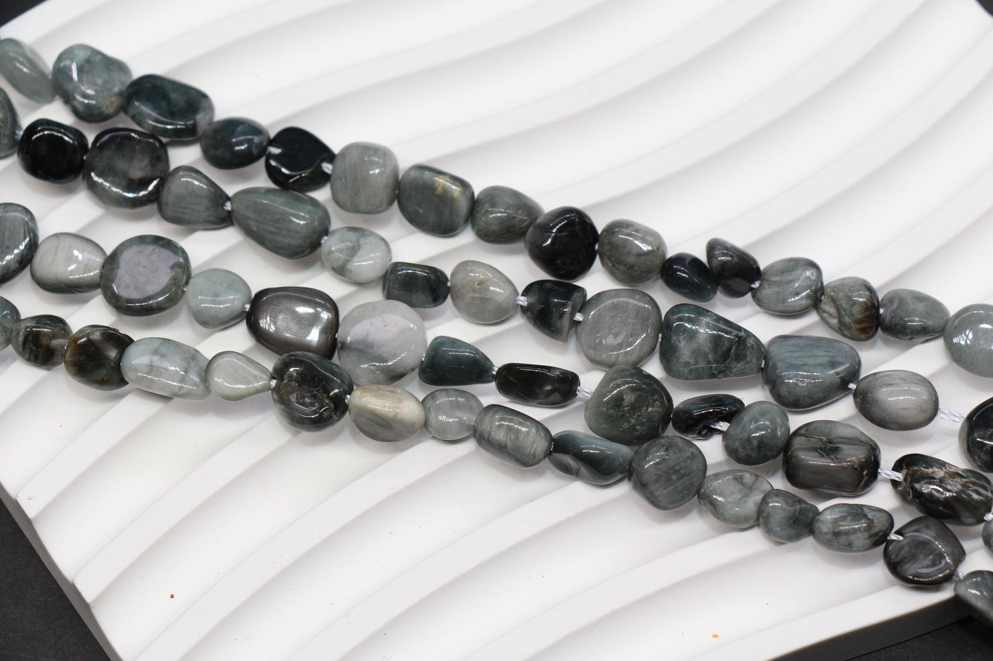 Gray Eagle Eye Gemstone Nugget Beads