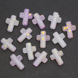 Matte Cross Beads with Gold Specks, Lavender Ombre Purple, Frosted Acrylic Cross Beads #3752